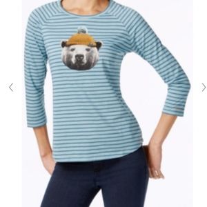 Columbia quarter-sleeve unbearable tee with stripes. GUC. Size Small.